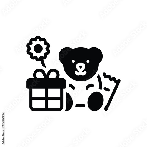 Black solid icon for gift