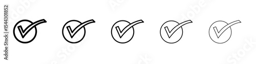 Check mark icon black and white vector sign