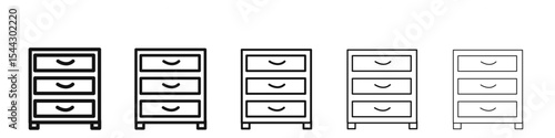 Chest of drawers icon black and white vector sign