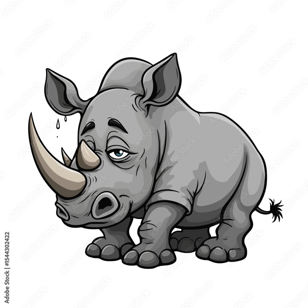 Fototapeta premium Hand drawn cartoon rhinos vector illustration
