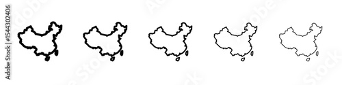 china map icon black and white vector sign