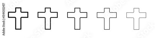 Christian Cross icon black and white vector sign