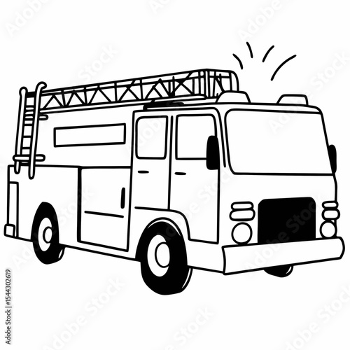 A fire engine, expertly illustrated, stands ready to respond, embodying the dedication and bravery of emergency services. generative AI