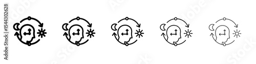 Circadian rhythms icon black and white vector sign