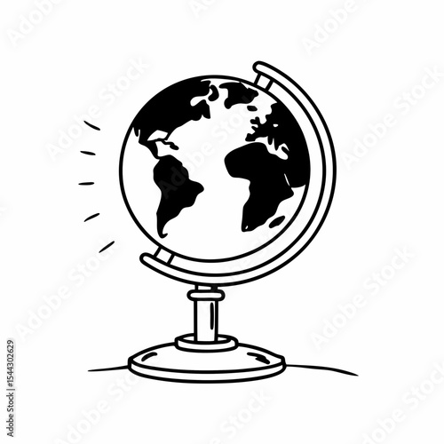 A meticulously drawn globe illustration, a symbol of global connectivity and education, poised against a clean backdrop. generative AI