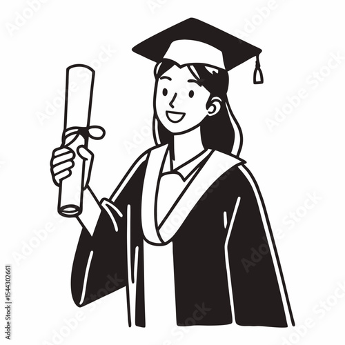 A graduate is filled with pride and joy as she celebrates her academic accomplishments. She stands with a diploma in hand, the embodiment of knowledge and the promise of a bright future. generative AI