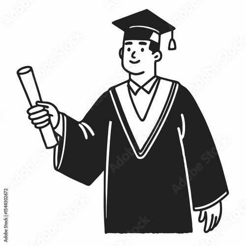 An illustration captures the elation of graduation day, a moment of triumph as a student proudly holds their diploma, showcasing the culmination of academic pursuit. generative AI
