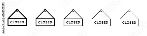 Closed sign icon black and white vector sign
