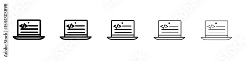 coding program icon black and white vector sign
