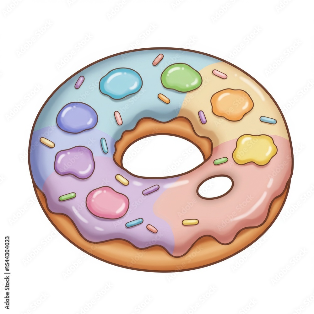 Fototapeta premium Pastel Rainbow Donut with Sprinkles Illustration