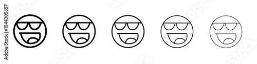 Cool Emoji Icon black and white vector sign