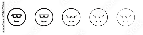 Cool Emoji Icon black and white vector sign