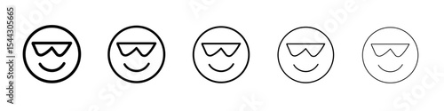 Cool Emoji Icon black and white vector sign