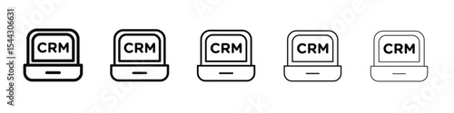 crm icon black and white vector sign