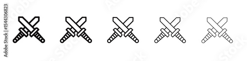Crossed swords heraldic icon black and white vector sign