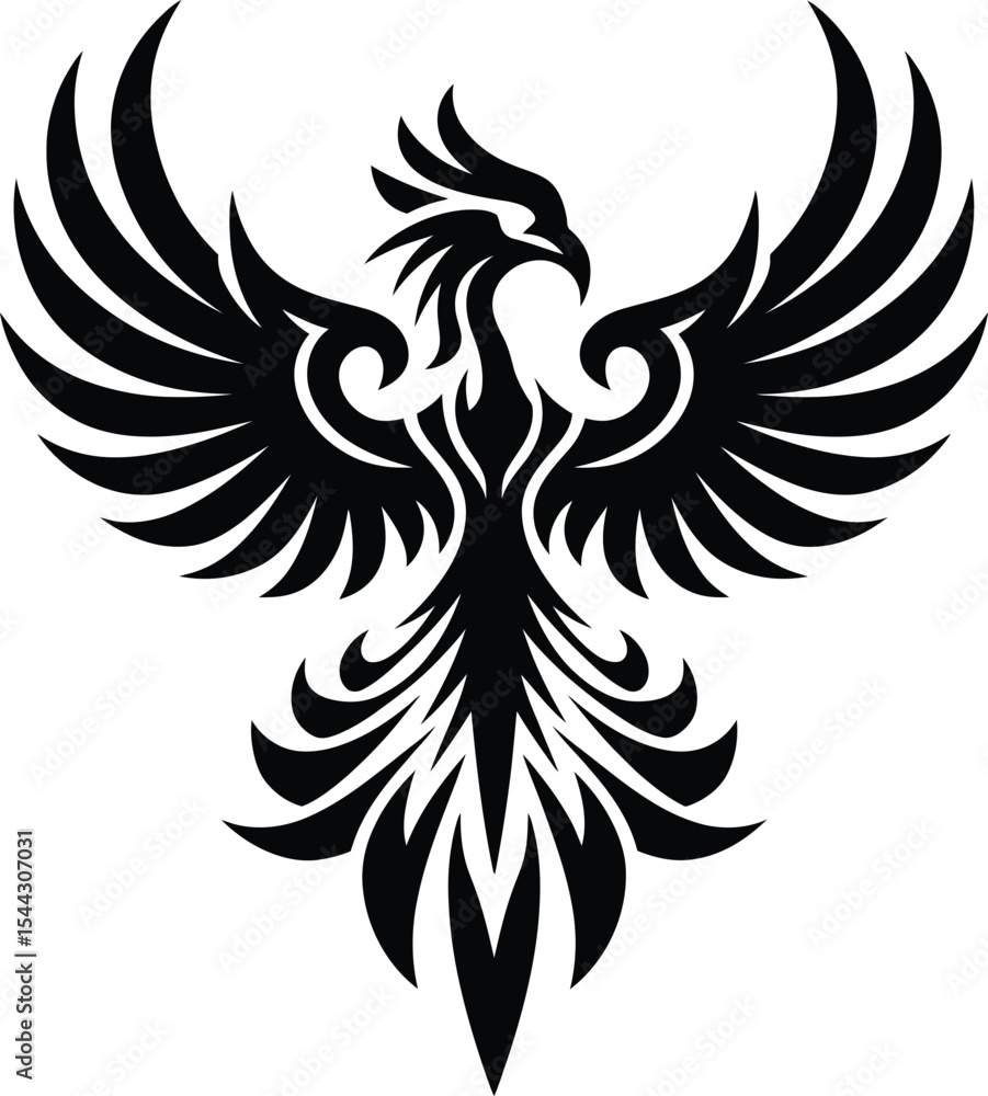 Fototapeta premium Phoenix Bird – Tribal Style Black and White vector