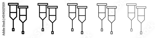 crutches icon black and white vector sign
