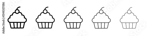 Cupcake icon black and white vector sign