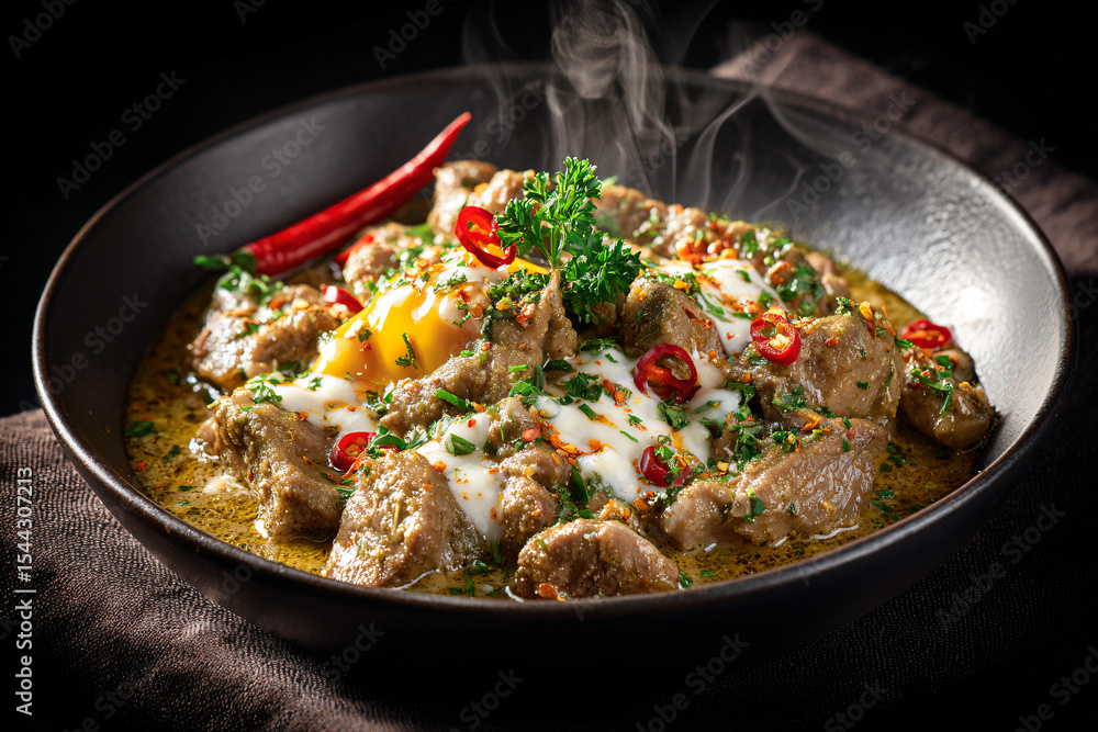 a bowl of food with meat and vegetables a bowl of food with meat and vegetables