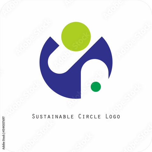 Environmental vector logo Sustainable circle: Symbol of Harmony of Nature and Humans