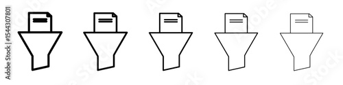 Data filtering icon black and white vector sign