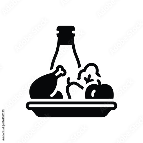 Black solid  icon for diet