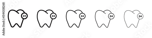 Dental Protection for 24 Hours icon black and white vector sign
