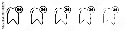 Dental Protection for 24 Hours icon black and white vector sign
