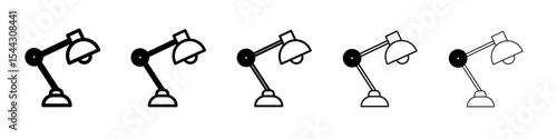 Desk lamp icon black and white vector sign