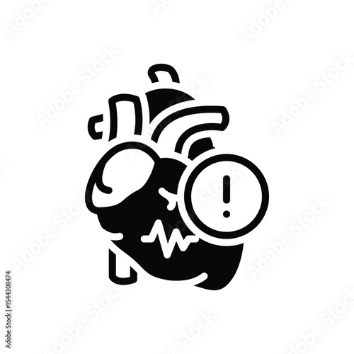 Black solid  icon for heart disease
