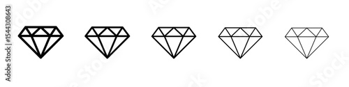 Diamond icon black and white vector sign