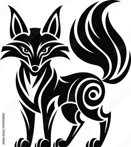 Wallpaper Mural Mystical Fox – Minimalist Black and White Forest Animal Vector Design Torontodigital.ca