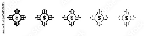 Digital Currency icon black and white vector sign