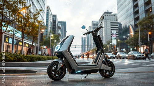 Futuristic urban mobility with electric scooters
