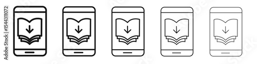 E book download icon black and white vector sign