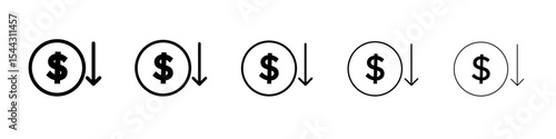 Economic Loss icon black and white vector sign