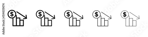 Economic Loss icon black and white vector sign