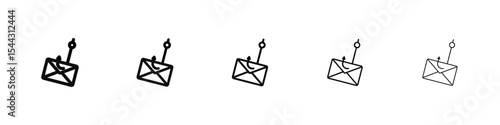 Email phishing icon black and white vector sign