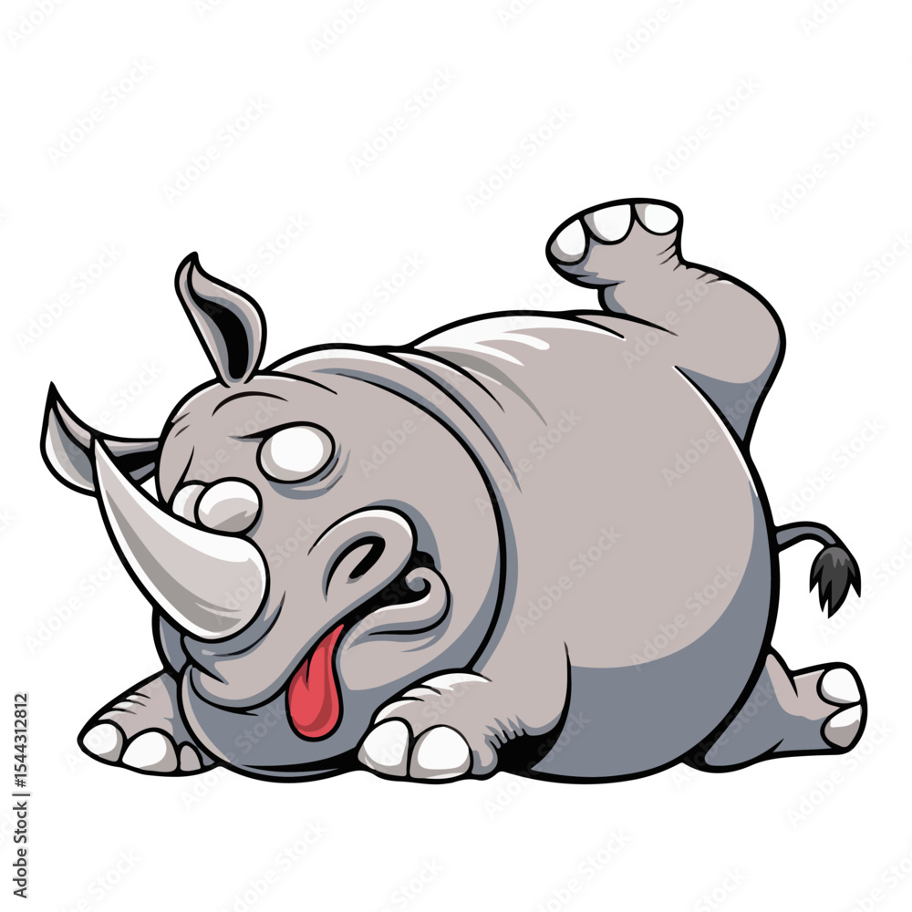 Fototapeta premium Hand drawn cartoon rhinos vector illustration