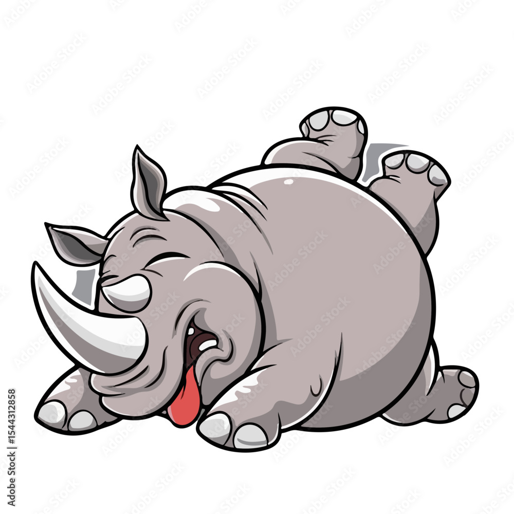 Fototapeta premium Hand drawn cartoon rhinos vector illustration