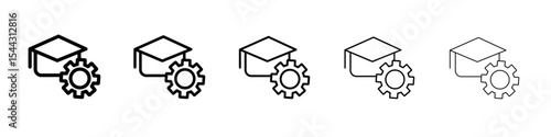 Engineering education icon black and white vector sign