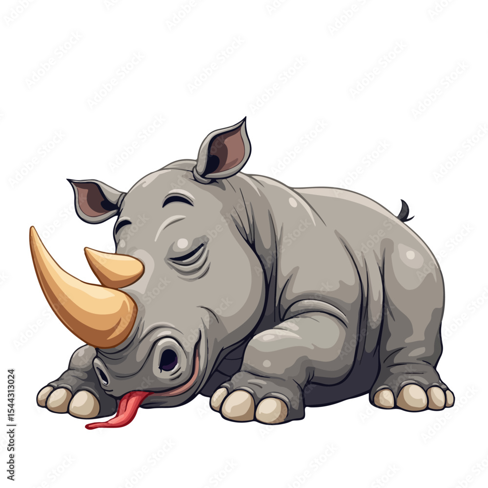 Fototapeta premium Hand drawn cartoon rhinos vector illustration