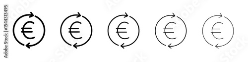EURO icon black and white vector sign