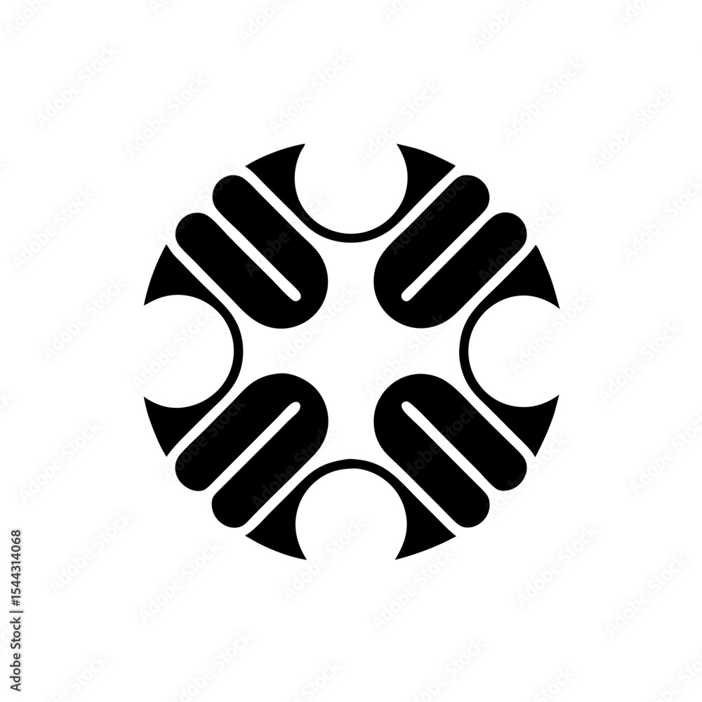 Obraz premium Minimalist black silhouette handshake design representing agreement and partnership