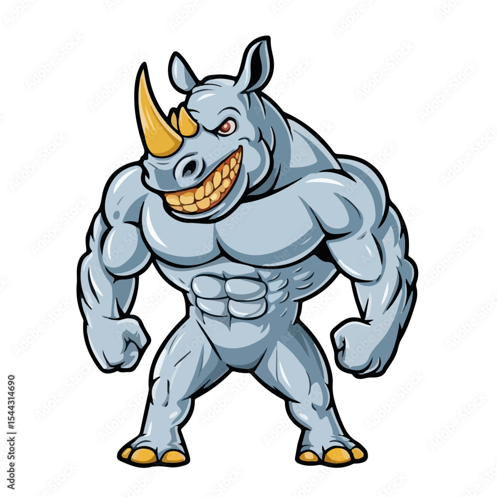 Fototapeta premium Hand drawn cartoon rhinos vector illustration