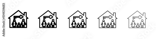 family safe at home icon black and white vector sign