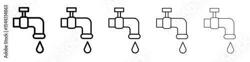 Faucet tap water icon black and white vector sign