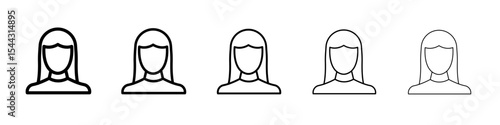 Female Avatar icon black and white vector sign