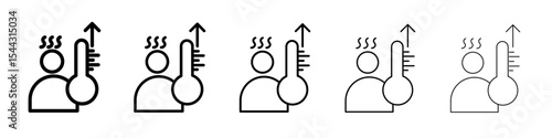 Fever, high temperature icon black and white vector sign