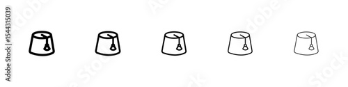 Fez hat icon black and white vector sign